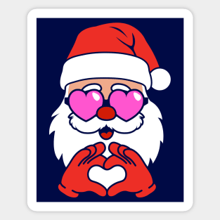 Santa Loves You Retro Pink Christmas Sticker